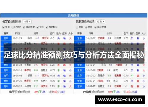 足球比分精准预测技巧与分析方法全面揭秘